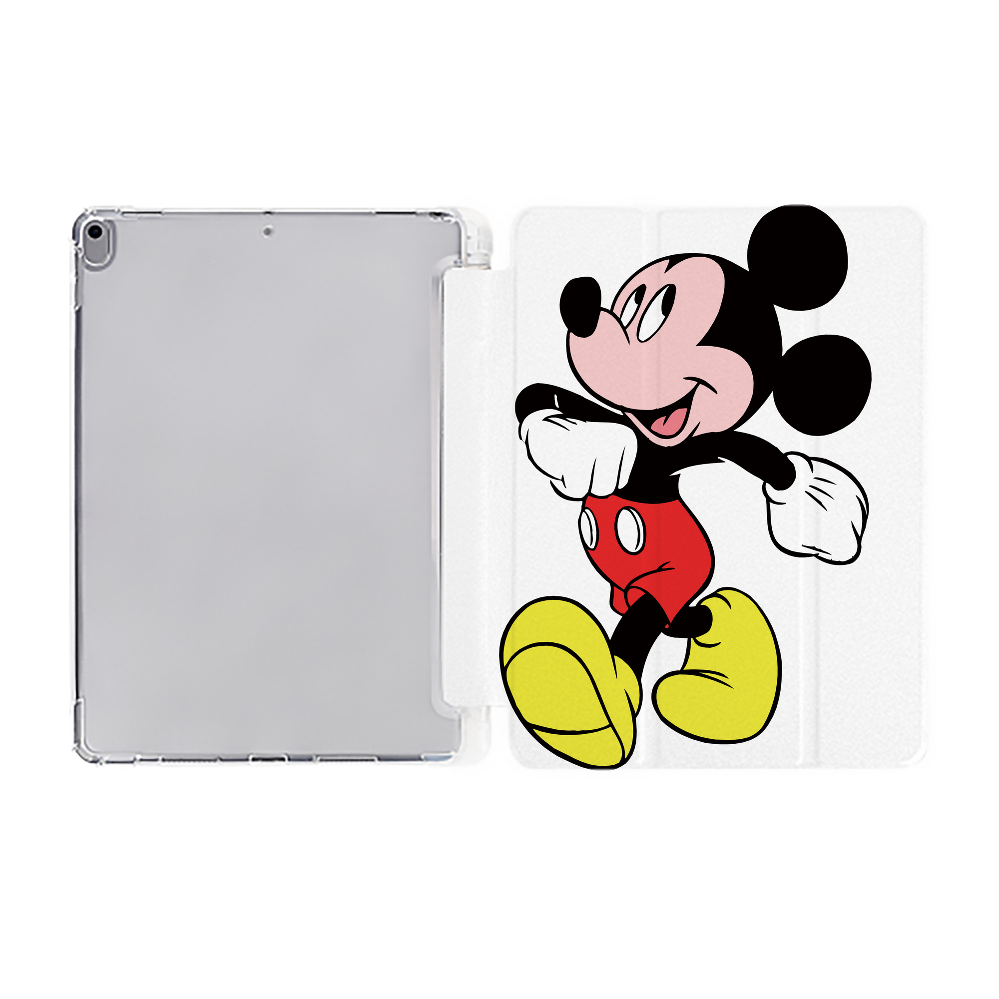 （画像用） ミッキーマウス Mickey Mouse IPad ケース ペン収納付き 三つ折りスタンド PUレザー×シリコン 対応機種9.5/10.5/10.9インチ